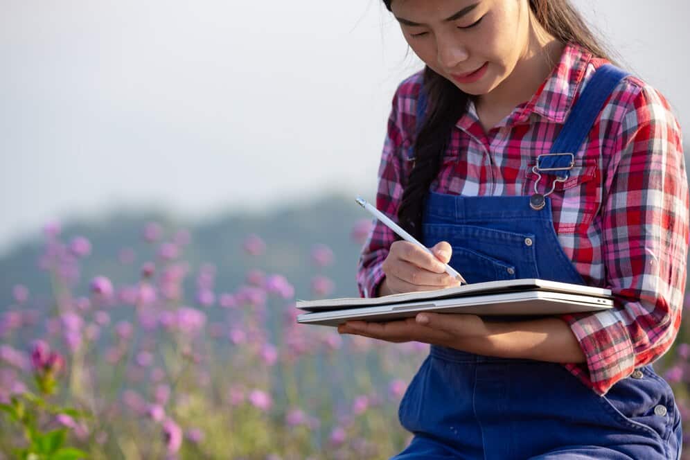 Female taking notes